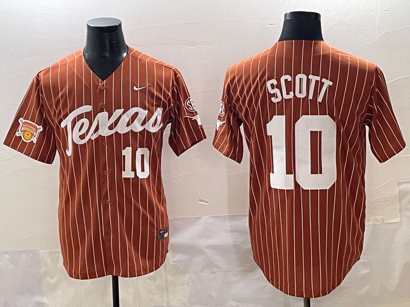 Men Texas Longhorns #10 Scott brown Nike joint Name NCAA 2025 Jersey style 37->ncaa teams->NCAA Jersey